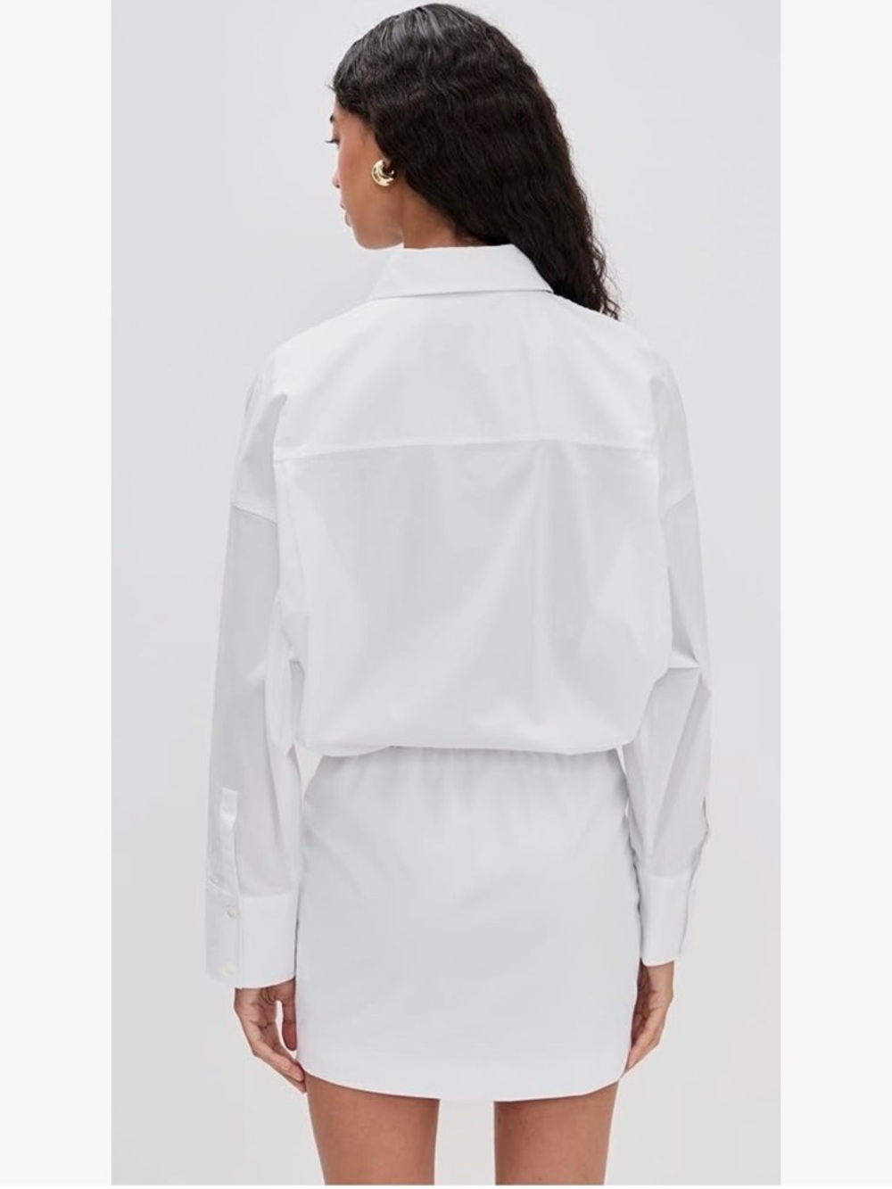 NEW NWT Staud ‘Cynthia’ Stretch-Cotton Mini-Shirtdress White S Button Down Dress - Picture 2 of 7
